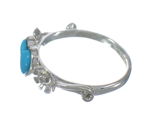 Authentic Sterling Silver Turquoise Heart Flower Ring Size 5-3/4 RX62409